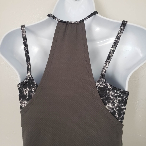 Jockey Women's Small Charcoal Grey Athletic Tank Top Marble Sports Bra Active - Picture 4 of 7